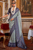 Tantalizing Blue Printed Silk Festival Wear Saree With Blouse