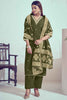 Spectacular Green Cord Embroidery Silk Mehendi Wear Pant Suit