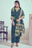 Dazzling Dusty Blue Cord Embroidery Silk Festival Wear Pant Suit