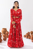 Enchanting Red Floral Printed Chinon Event Wear Crop Top Lehenga