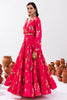 Captivating Pink Floral Printed Chinon Party Wear Crop Top Lehenga