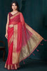 Glamorous Red Beads Work Jacquard Festival Wear Saree With Blouse