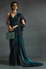 Alluring Teal Blue Diamond Work Satin Party Wear Pre-Stitched Saree