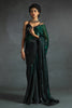Stunning Green Diamond Work Satin Party Wear Pre-Stitched Saree