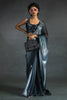 Dazzling Dusty Blue Diamond Work Satin Party Wear Pre-Stitched Saree