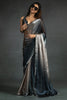 Astonishing Grey Diamond Work Satin Party Wear Pre-Stitched Saree