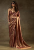 Lovable Rose Gold Satin Party Wear Pre-Stitched Saree With Blouse