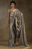 Adorable Grey Diamond Border Satin Party Wear Pre-Stitched Saree
