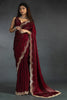 Delightful Maroon Zarkan Work Satin Silk Function Wear Saree