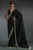 Enjoyable Black Hand Work Satin Silk Party Wear Saree With Blouse