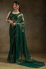 Fascinating Green Chiffon Party Wear Pre-Stitched Saree With Blouse