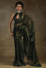 Alluring Olive-Green Chiffon Party Wear Pre-Stitched Saree With Blouse