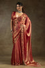 Shocking Peach Diamond Work Satin Wedding Wear Saree With Blouse