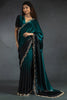 Marvelous Teal Blue Zarkan Work Satin Wedding Wear Saree With Blouse