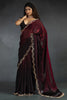 Magnificent Maroon Zarkan Work Satin Party Wear Saree With Blouse