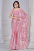 Astonishing Light Pink Sequins Work Organza Party Wear Saree