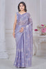 Shocking Lavender Sequins Work Organza Event Wear Saree