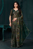 Glamorous Green Floral Print Silk Event Wear Saree With Blouse