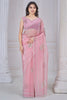 Magnetic Light Pink Zarkan Work Organza Wedding Wear Saree With Blouse