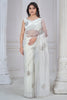 Stunning White Zarkan Work Organza Party Wear Saree With Blouse
