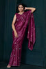 Surprising Wine Color Hand Work Crepe Party Wear Saree With Blouse