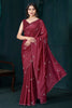 Attractive Maroon Diamond Work Crepe Party Wear Saree With Blouse