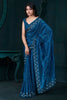 Shocking Blue Diamond Work Silk Party Wear Saree With Blouse