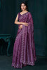Dazzling Purple Sequins Work Silk Function Wear Saree With Blouse