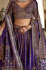 Awesome Royal Blue Sequins Silk Bridal Wear Lehenga With Double Dupatta