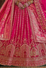 Gorgeous Pink Thread Work Silk Bridal Wear Lehenga Choli With Double Dupatta