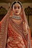 Graceful Orange Pearl Work Silk Bridal Lehenga Choli With Double Dupatta