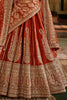 Graceful Orange Pearl Work Silk Bridal Lehenga Choli With Double Dupatta