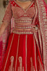 Charming Red Thread Embroidered Silk Bridal Wear Lehenga With Double Dupatta