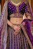 Precious Purple Pearl Work Silk Bridal Lehenga Choli With Double Dupatta