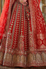Precious Red Pearl Work Silk Bridal Wear Lehenga Choli With Double Dupatta
