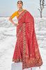 Unique Red Bandhani Printed Georgette Event Wear Saree With Blouse