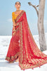 Charming Red Bandhani Printed Georgette Event Wear Saree With Blouse