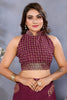 Attractive Magenta Printed Chiffon Festival Wear Saree With Blouse