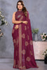 Attractive Magenta Printed Chiffon Festival Wear Saree With Blouse