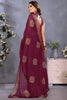 Attractive Magenta Printed Chiffon Festival Wear Saree With Blouse