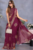 Attractive Magenta Printed Chiffon Festival Wear Saree With Blouse