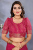 Captivating Pink Printed Chiffon Event Wear Saree With Blouse