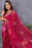 Captivating Pink Printed Chiffon Event Wear Saree With Blouse