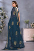 Spectacular Navy Blue Chiffon Traditional Saree With Blouse