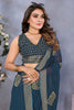 Spectacular Navy Blue Chiffon Traditional Saree With Blouse