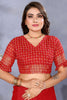 Precious Red Printed Chiffon Casual Wear Saree With Blouse
