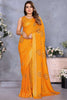 Bewitching Orange Shibori Printed Chiffon Saree With Blouse