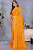 Bewitching Orange Shibori Printed Chiffon Saree With Blouse