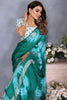Glamorous Rama Green Shibori Printed Chiffon Ombre Shaded Saree