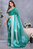 Glamorous Rama Green Shibori Printed Chiffon Ombre Shaded Saree